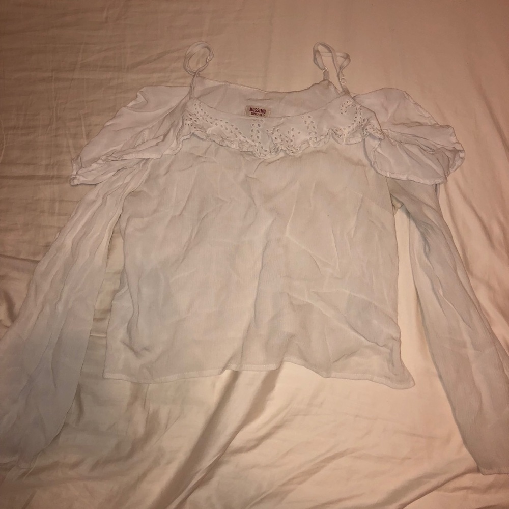 Flowy Cropped Shirt with Shoulder Cutouts